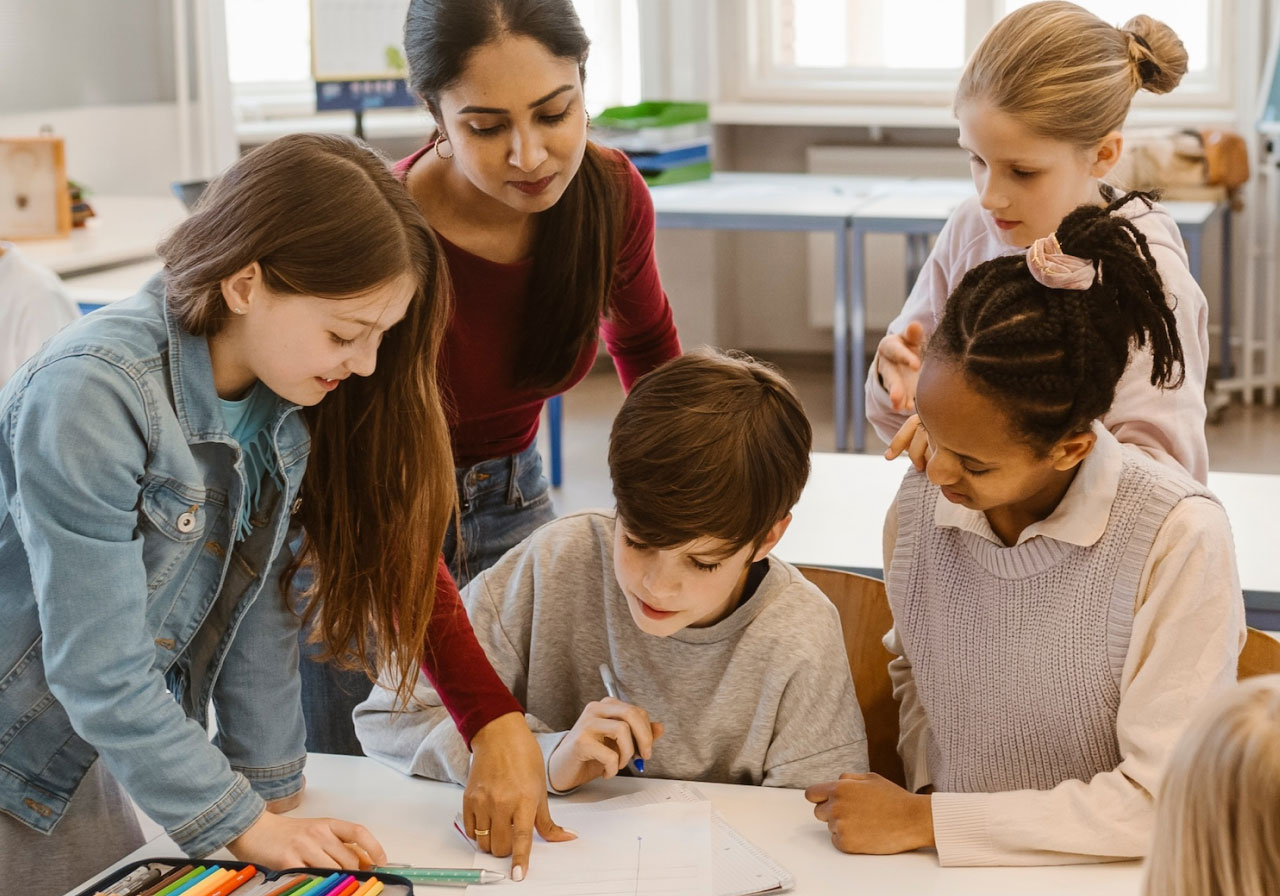 educator with students