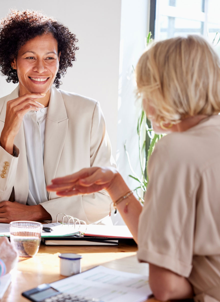 financial professionals in meeting
